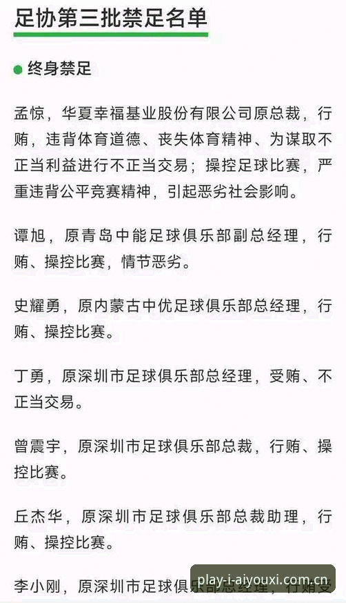 爱游戏怎么样 足协第三批禁足名单发布,如何在爱游戏官方入口追踪赛事公正性?